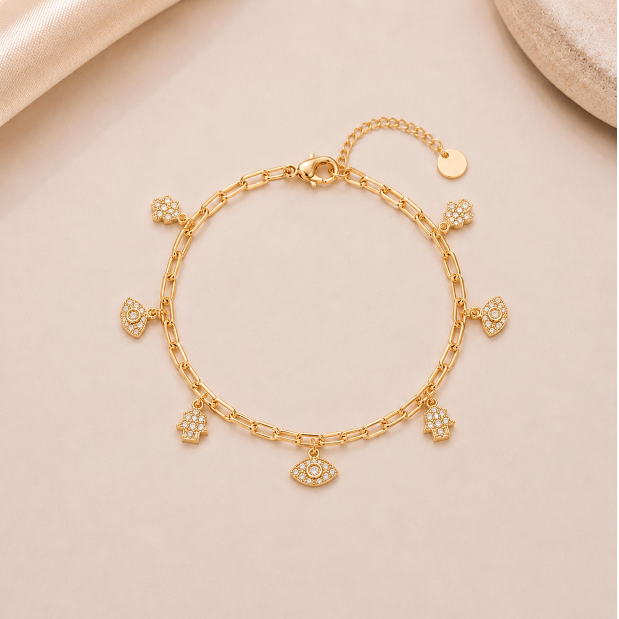 Gold Evil Eye Charm Bracelet