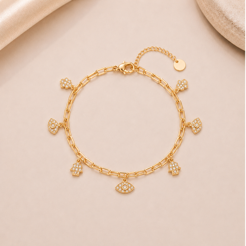 Gold Evil Eye Charm Bracelet