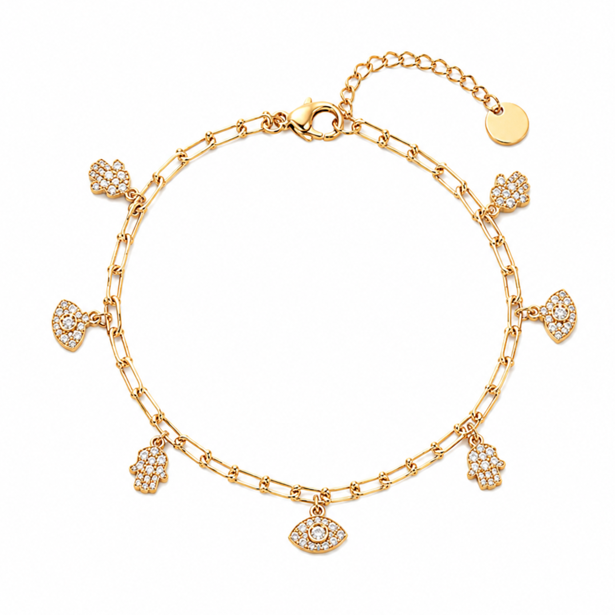 Gold Evil Eye Charm Bracelet