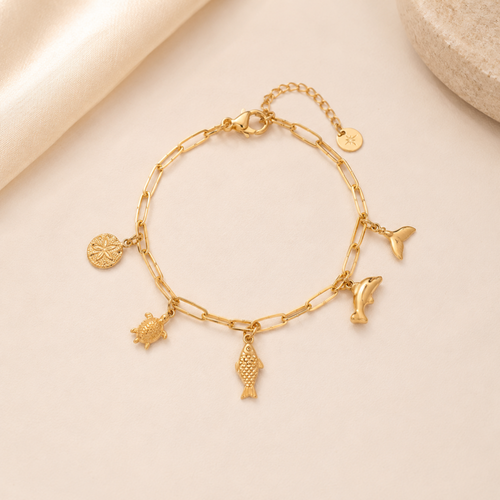 18k Gold Plated Coastal Charm Bracelet